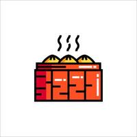 A red box with a fire inside it vector