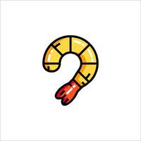 A shrimp icon with a question mark on it vector