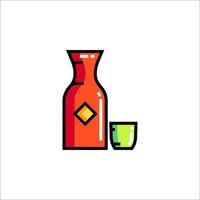 A red bottle and a glass of wine vector