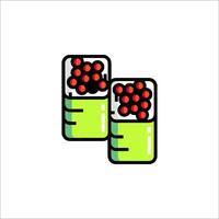 Two containers with cherries on top of them vector