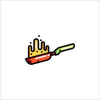 A colorful frying pan with a spatula on it vector