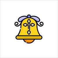 A yellow bell with a cross on it vector