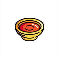A bowl of sauce is shown in a line style vector