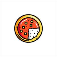 A pizza icon with a slice of cheese on it vector