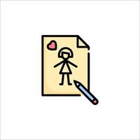 A child's drawing on a paper with a pencil vector