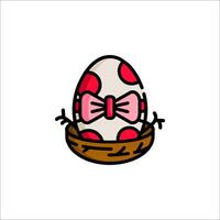 Easter egg with bow on white background vector