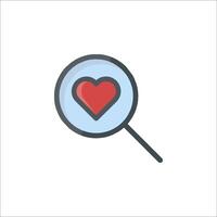 A magnifying glass with a heart inside vector
