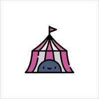 A cartoon tent with a pink and white background vector