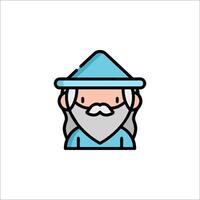 A wizard with a hat and beard icon vector