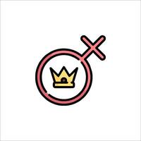 A pink and red crown icon with a cross in the middle vector