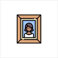 A woman in a frame icon vector