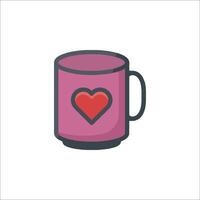 A cup with a heart in it on a white background vector