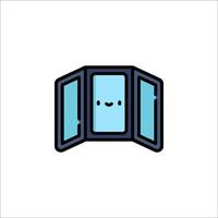 A blue and white icon of a window vector