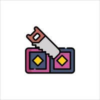 A saw is being held in the middle of a box vector