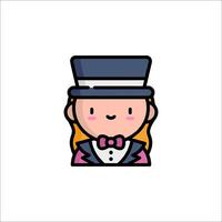 A cartoon character wearing a top hat and bow tie vector
