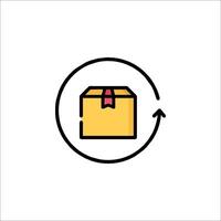 A box with a red ribbon on it is in a circle vector