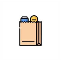 A paper bag with a can of soda and a bottle of water vector