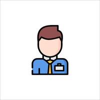 A man in a tie and tie with a badge icon vector