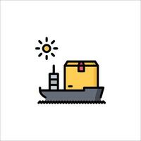 A shipping container with a sun on it vector