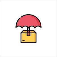An umbrella is on top of a box vector