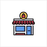 A store icon with a shopping bag on top vector
