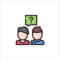 Two people are talking with a question mark over their heads vector