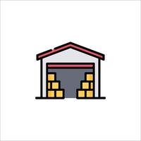 A warehouse with stacks of bricks vector