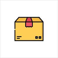A yellow box with a red ribbon on it vector