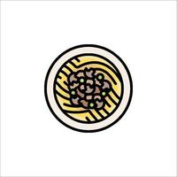 A bowl of noodles with meat and vegetables vector