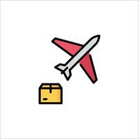 An airplane flying over a box with a red line vector
