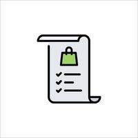 A shopping list icon with a green check mark vector