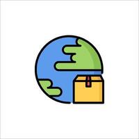 A globe with a box on it and a red ribbon vector