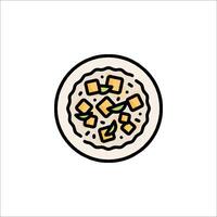 A plate with food on it in a line drawing vector