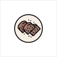 A slice of bread on a plate with a slice of chocolate vector