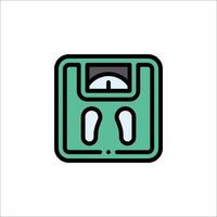 A green and white square box with a pair of shoes on it vector