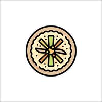 A pizza with a cross on it vector