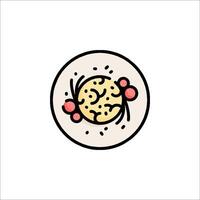 A plate with food on it in a line style vector