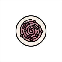 A pink and white plate with a spiral on it vector