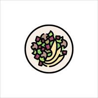 A plate with a bowl of food in it vector