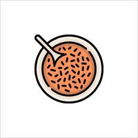 A bowl of soup with a spoon in it vector