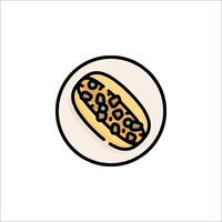 A hot dog on a plate with a green pepper vector