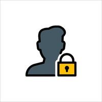 A man with a lock icon on a white background vector