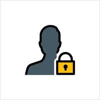 A person with a lock icon on a white background vector