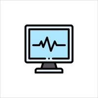 Monitor with heartbeat icon on white background vector