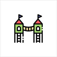 A colorful castle icon with a ladder and a flag vector