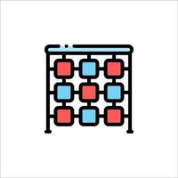 A red and blue icon of a rack with a computer vector