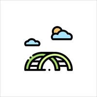 A bridge with clouds and a sun in the background vector