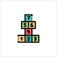A colorful block tower with numbers on it vector