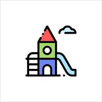 A colorful building with a slide and a slide vector