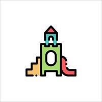 A colorful castle icon with a slide vector